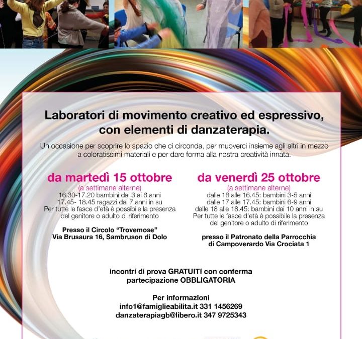 Laboratori di movimento creativo ed espressivo con elementi di danzaterapia