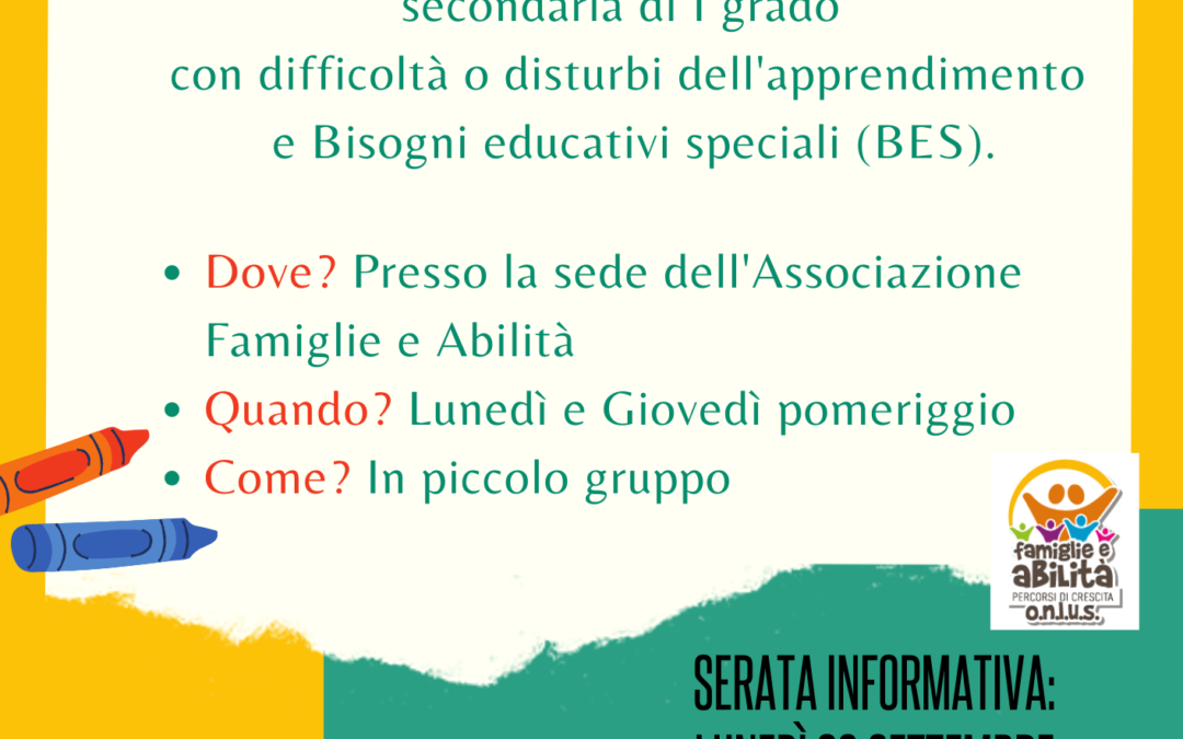 Incontro informativo progetto Doposcuola